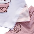 thumbnail image 6 of 1-5Y Applique Striped Asymmetric Panel Ruffle Cotton Linen Baby Girl Summer Short Sleeve + Shorts 2 piece Set, 6 of 6