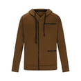 thumbnail image 2 of Hfyihgf Men's Fashion Cool Hoodies Jacket Slim Fit Unique Design Zipper Casual Hooded Sweatshirt Comfy Coats with Multi-Pocket(Brown,3XL), 2 of 7