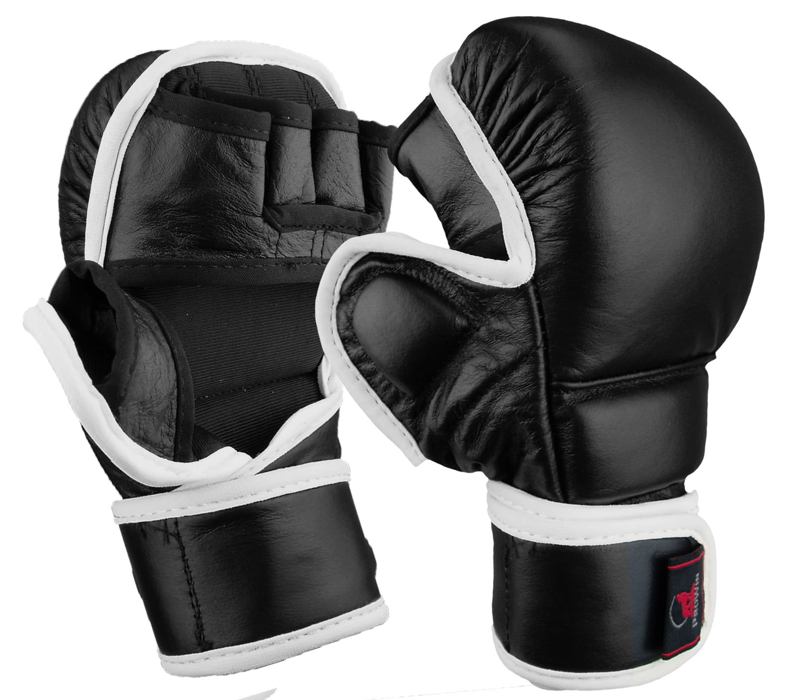 MMA Fight Gloves MMA Gloves MMA Genuine Leather Fight Glove BLACK-New 
