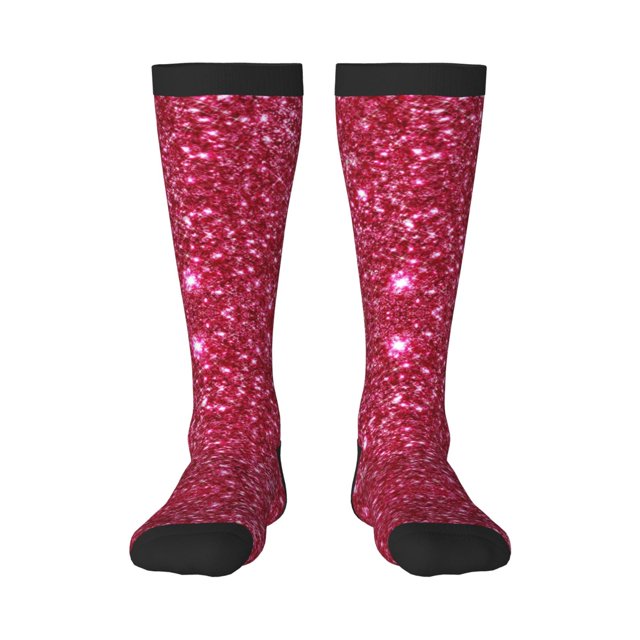 Gaeub Chaussettes Design Imprimé Paillettes Roses Chaussettes Hautes Extensibles pour Hommes Femmes Adolescents, Chaussettes de Softball Soccer pour Randonnée, Sport