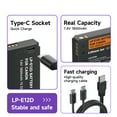 thumbnail image 6 of 2 Packs LP-E12 LPE12 lp e12 Camera Battery Bulit-in USB for Canon M100D Kiss X7 Rebel SL1 EOS M10 M50 DSLR Cameras with USB-C Input, 6 of 8