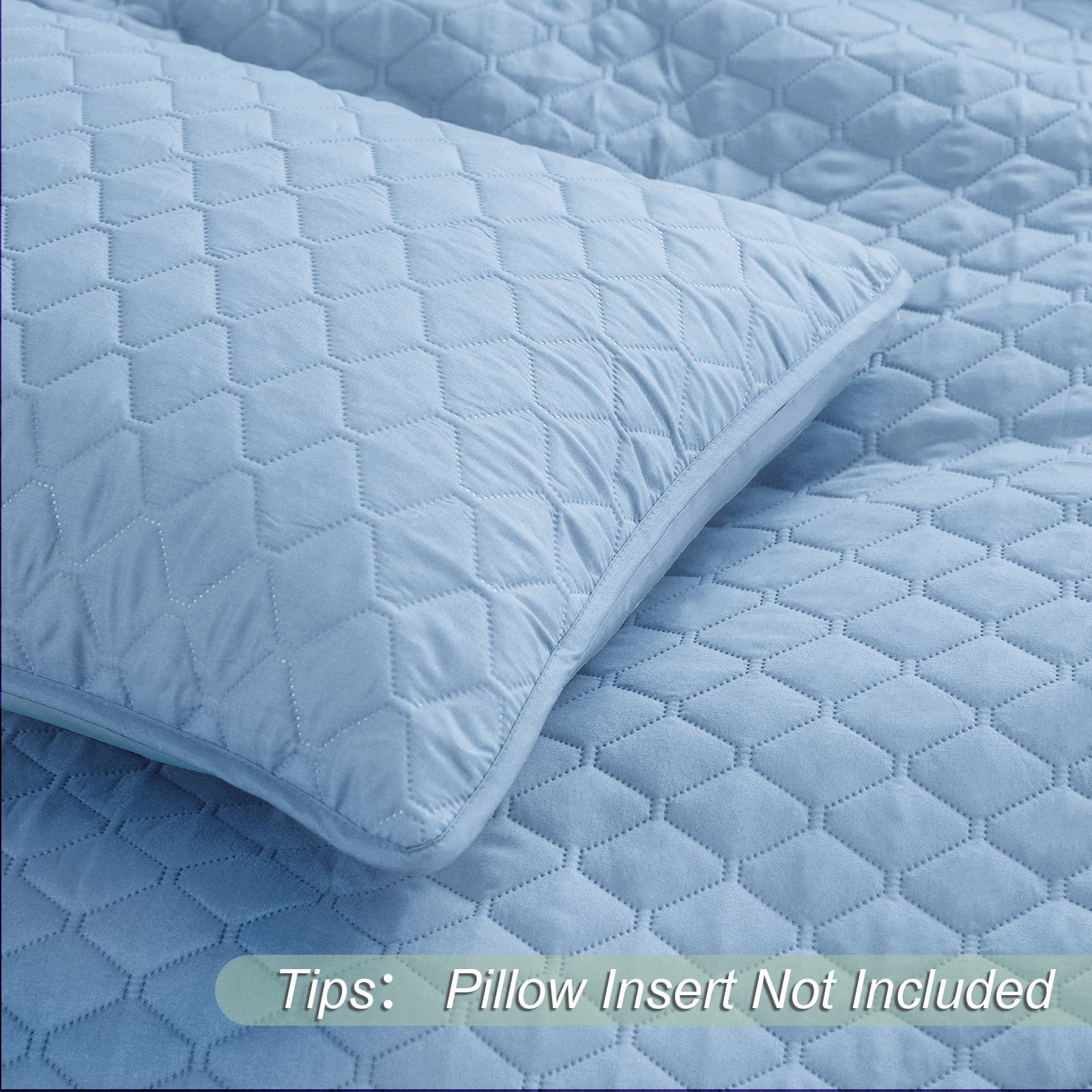 Exclusivo Mezcla Twin Quilt Set, 2-Piece Lightweight Twin Quilts Soft Bedspreads Bed Coverlets, Sky Blue, 68"x88"
