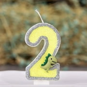 Angle View: Large Dinosaur Glitter Birthday Number Candle, 3 Tall