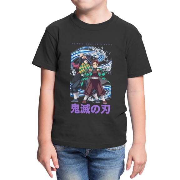 Demon Slayer: Kimetsu No Yaiba Youth Team Up Tanjiro And Giyu Water (Black, XS-XL)