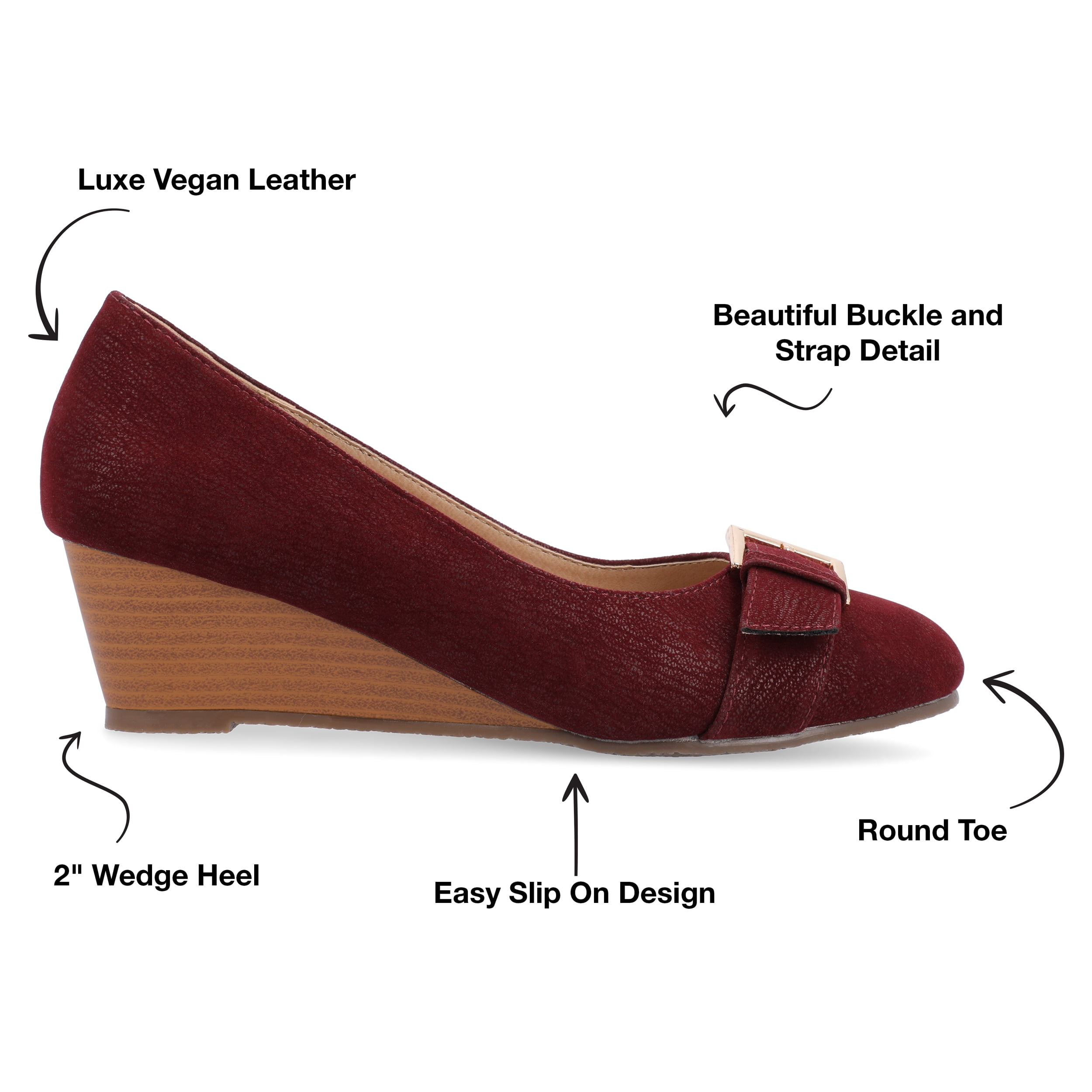 Journee Womens Graysn Comfort Insole Slip On Round Toe Wedge, Widths Available
