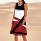 thumbnail image 1 of WILLBEST Vestido Corto De Lino Para Mujer, Vestido Playero Informal Hasta La Rodilla, Sin Mangas, Estampado De Verano, Con Bolsillos 2894, 1 of 3