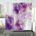 thumbnail image 4 of Purple Shower Curtain, Extra Long Lavender White Mixed Gold Ink Art Painting Shower Curtains Modern Marble Luxury Bathroom Curtain Bathtub Decor Waterproof Fabric with Hooks-48"W x 72"L (Pack of 1), 4 of 7
