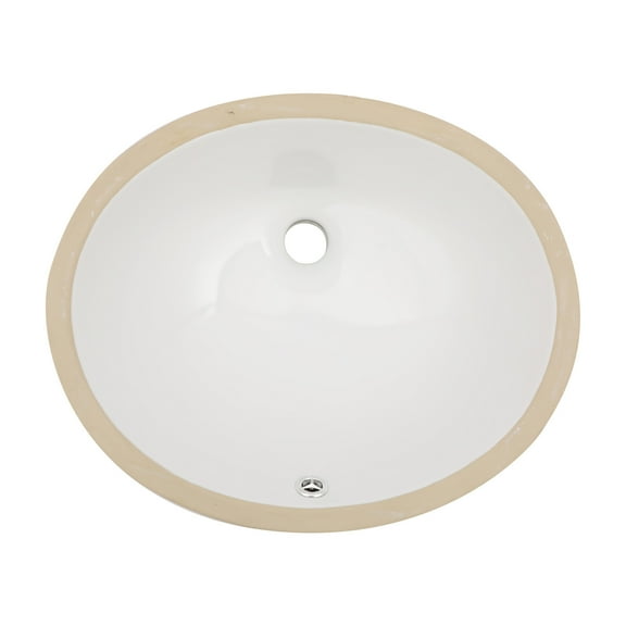 18"x15"x7.88” White Ceramic Oval Undermount Bathroom Sink with Overflow