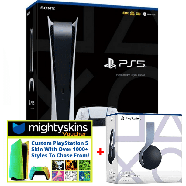 PlayStation 5 Digital Edition with PS5 3D Headset & Mightyskins Voucher Limited Bundle Walmart.com