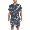 thumbnail image 5 of joogoo Men's Pajama Set Space Stars Universe V-Neck Pj Shorts Set 2 Piece Loungewear Sleepwear L, 5 of 7