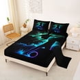 thumbnail image 2 of Castle Fairy Soccer Gamer Queen Sheets 4 Pieces, Neon Blue Green Queen Sheet Sets,1 Fitted Sheet, 1 Flat Sheet and 2 Pillowcases, 2 of 6