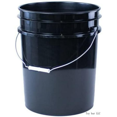

5 Gallon Plastic Bucket With Airtight Lid I Food Grade Bucket | Black | BPA-Free I Heavy Duty 90 Mil All Purpose Pail Reusable I Made In USA | 6 Count