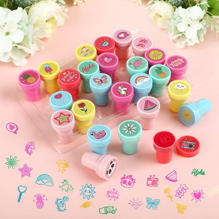JOYIN 100 Pcs Assorted Stamps for Kids Self-ink Stamps for