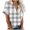 White#3, variant on Women's Plaid Short Sleeve T Shirt Lapel Neck Button Down Open Blouses Tops Basic Work Tees Comfy Summer Clothes