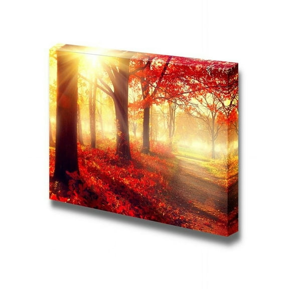 Canvas Prints Wall Art - Beautiful Scene/Landscape Misty Old Autumn Forest | Modern Wall Decor/Home Decoration Stretched Gallery Canvas Wrap Giclee Print & Ready to Hang - 12" x 18"