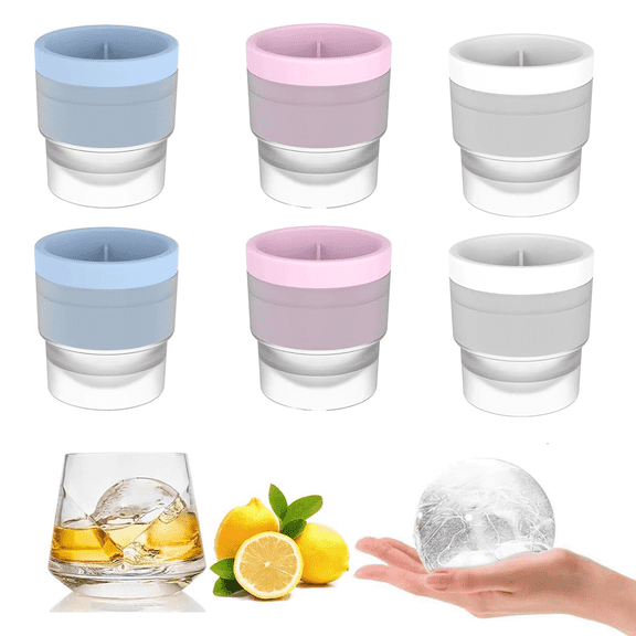 6 Pcs Silicone Big Round Ice Cube Trays Mold For Whiskey Cocktail Ice Sphere Ball Maker Mold Ball Ice Maker for Freezer Drinks