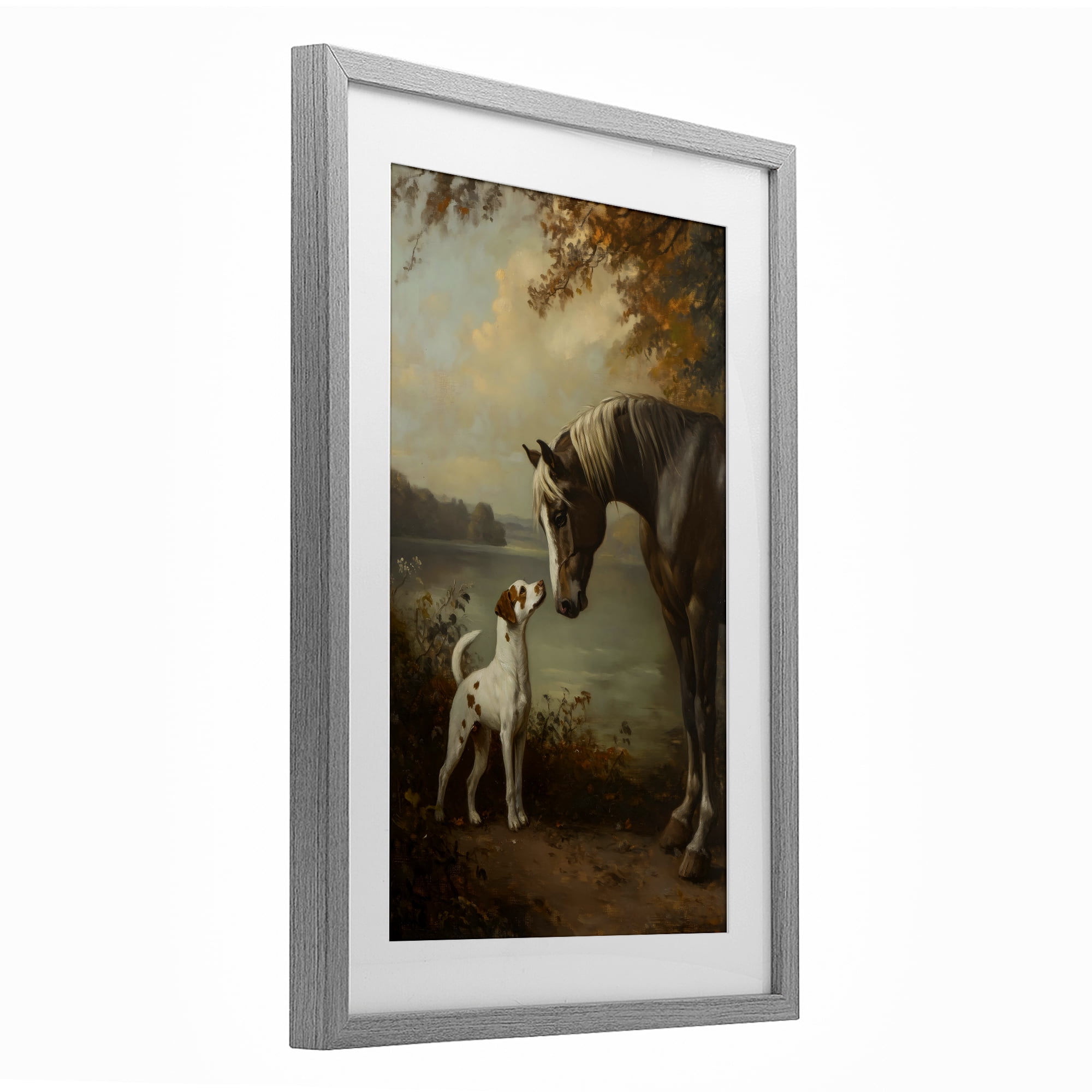Stupell Industries Autumn Companions Hunting Party Gray Framed Print Under Glass, design by Petal Prints Design