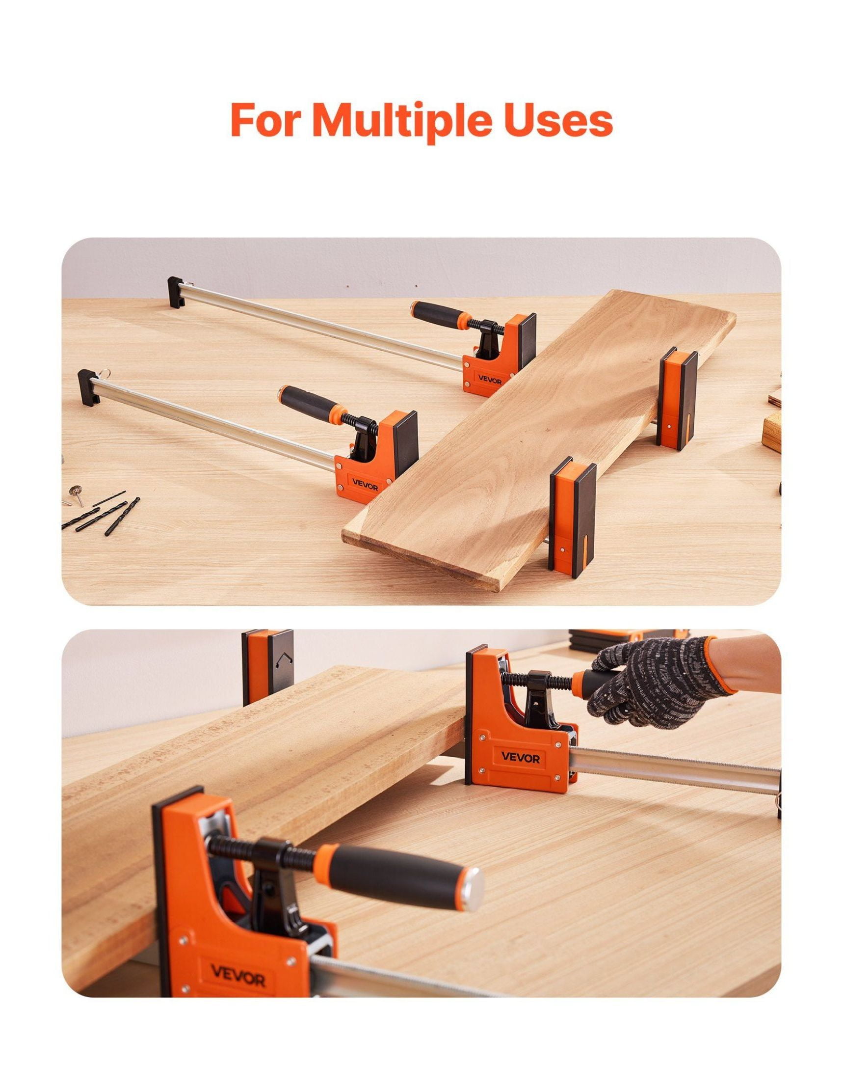 Woodworking Bar Clamps 2-Pack, 36 Inch F-Clamp Set - 1500 lbs Capacity, Parallel Clamps for Wood & Metal, High-Strength Plastic & Carbon Steel, Woodworking Tools