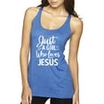 thumbnail image 1 of Wild Bobby Just A Girl Who Loves Jesus Inspirational/Christian Women Tri-Blend Racerback Tank Top, Vintage Royal, Medium, 1 of 5