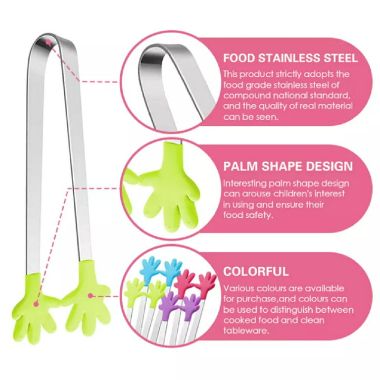IAXSEE 4 Pieces Small Silicone Tongs 7 Inch Silicone Tongs for Serving Food  Salad Party Mini Kitchen Tongs with Silicone Tips (Macaron Color)