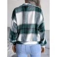 thumbnail image 5 of Women's Casual Plaid Flannel Cropped Jacket Long Sleeve Button Down Fall Outfit, 5 of 6