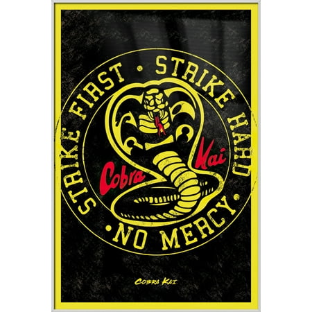 Cobra Kai - Framed TV Poster (Emblem) (Strike First Strike Hard) (24" x 36") (Shiny White Aluminum Frame)