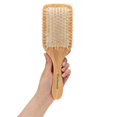 thumbnail image 1 of Cepillo de pelo con cerdas de madera | Largo 10.25"" Ancho 3.5""| Cepillo de pelo grande, plano, natural, ecológico, con mango de madera para hombres y mujeres con pelo largo ondulado y rizado grueso, 1 of 1
