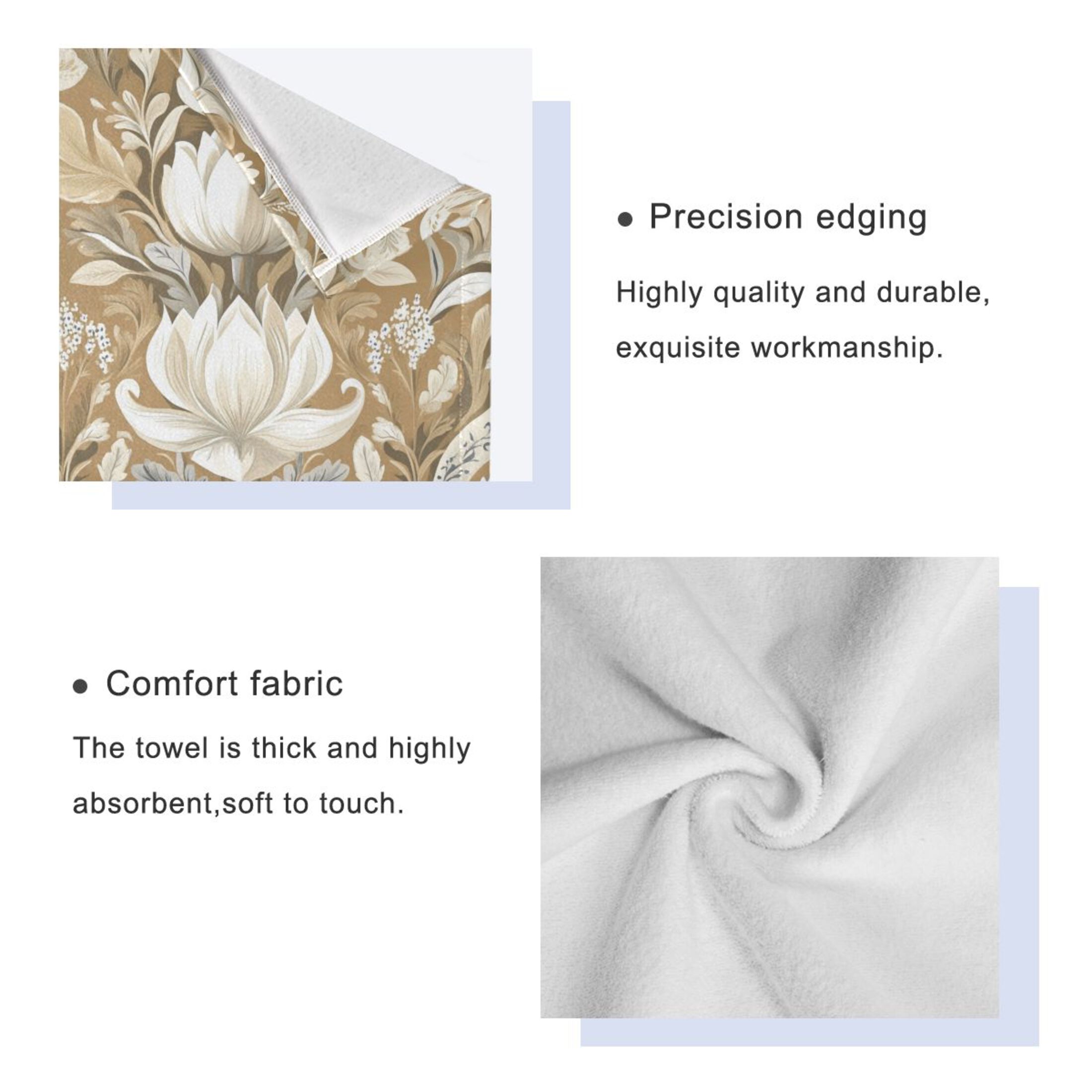 Three-Piece Towel Set Face Towel Towel Set Hand Towel Bath Towel Cotton Bath Towels Bath Towel Sets Hand Bath Towels Beautiful Brown Flower