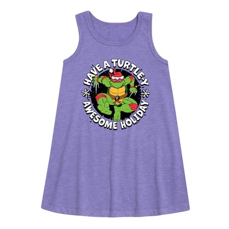 

Teenage Muntant Ninja Turtle - Have A Turtley Awesome Holiday - Toddler and Youth Girls A-line Dress