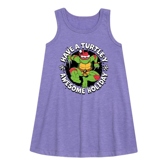 Teenage Muntant Ninja Turtle - Have A Turtley Awesome Holiday - Toddler and Youth Girls A-line Dress