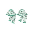 thumbnail image 2 of RUINIXCW Toddler Baby Girl Christmas Pajamas Set Kids Spring Fall Winter PJS Sleepwear Ruffled Button Down Collar Long Sleeve Shirt Tops Pants Set, 2 of 10
