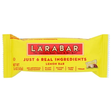 LRABAR Lemon Bar, Gluten Free Vegan Fruit & Nut Bar, 16 pack, 1.6 OZ