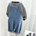 thumbnail image 4 of Coerni Boys Trendy Denim Bib Overalls Sleeveless Button Strps Jean Rompers 1-10Y Kids One Piece Casual JumpsuitsBack to School, 4 of 8
