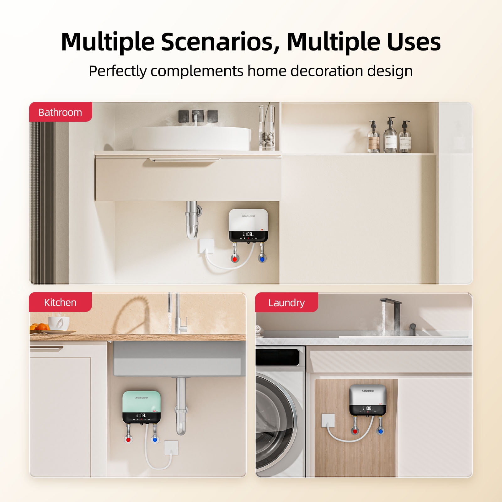 Mizudo Elite 3.5 kW 0.68 GPM 120-Volt Point of Use Tankless Electric Instant Hot Water Heater, White