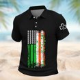 thumbnail image 5 of Lumeqa Men's St. Patrick's Day Polo Shirt Irish Flag Shamrock Print Short Sleeve Casual Golf Polo for Men, 5 of 5
