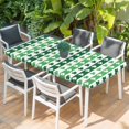 thumbnail image 2 of St. Patrick's Day Table Cloths for 5 Foot Rectangle Tables, Green Irish Lucky Clovers Stripes Patio Waterproof Elastic Fitted Tablecloths, Washable Rectangular Table Cover for Camping, 2 of 8