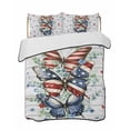 thumbnail image 2 of Quilts Twin Size, Navy Blue Butterfly 4th of July Soft Comforter Bedding Set for Bed, Independence Day Stars Wooden Lightweight Quilted Bedspread with Pillow Cover(2 Pieces), 68x86 Inch, 2 of 6