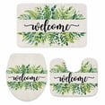 thumbnail image 2 of Summer Welcome Bathroom Rugs Set Green Eucalyptus Leaves Botanical Farm Linen Non Slip Absorbent Soft Bath Mats 3 Piece Set with Bathroom Rug, U-Shaped Floor Mat, Toilet Seat Cover Large Size, 2 of 9