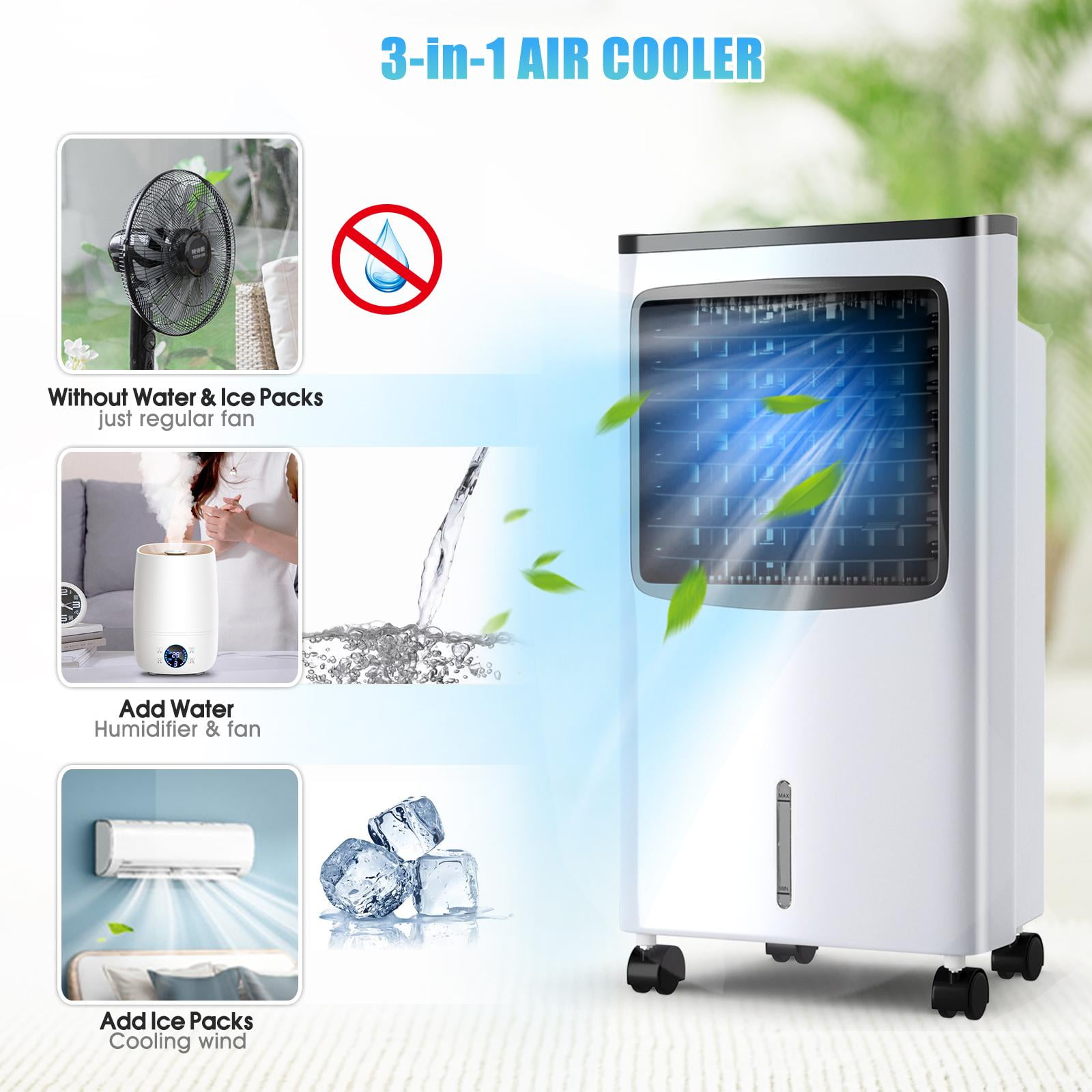 Giantex Portable Air Cooler, Electric Air Cooling Machine w/3 Modes, 3 Speeds and Timer Function, Cooling Fan, Idea for Home Office