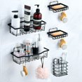 thumbnail image 1 of CHUANK 6-Pack Shower Caddy with Soap Holder  Rustproof Shower Organizer  Self-Adhesive Shower Shelf  Wall-Mounted Shower Rack  Bathroom Caddy   Drilling Shower Storage  Shower Holder, 1 of 9