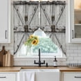 thumbnail image 6 of Vintage Gate Swag Curtains for Kitchen/Bedroom/Living Room, Farmhouse Wooden Grain Shabby Chic Door Scalloped Curtains 63 Inch Long, Window Swag Topper Curtains Valances 2 Panels Set 36"x63", 6 of 8