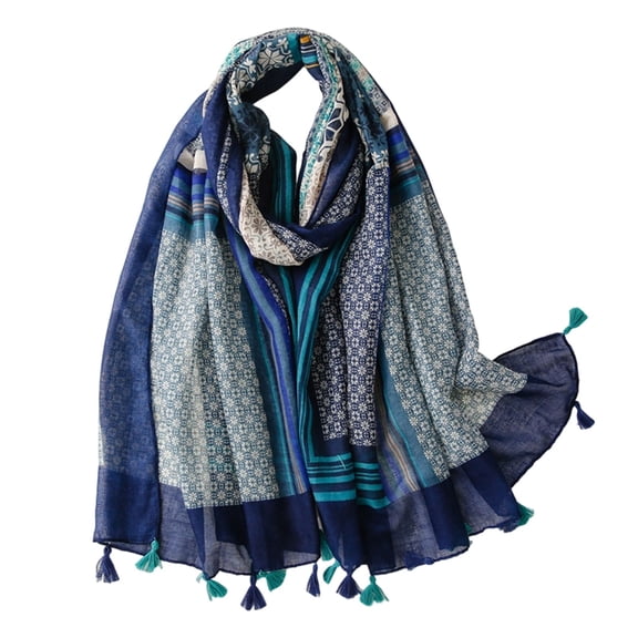 Landzoo One Bohemian Printed Lightweight Fashion Scarf For Floral Design Soft Breathable Shawl Wrap Cozy Stylish Basic Silk Scarves