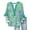 Green, variant on Green Women's Seven Quarter Sleeve V Neck Lace Sleeve Casual Button up Top, S