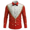 thumbnail image 4 of Valentine's Day Men Fashion Shirt Casual Long Sleeve Digital Print Button Down Loose Fit Top Red XXL, 4 of 5
