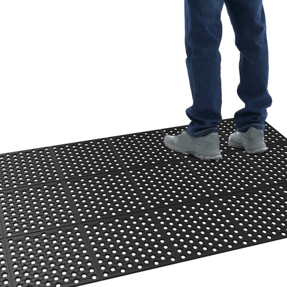 Ktaxon Indoor/Outdoor Rubber Floor Mat, 83" x 35" Front Door Mats Anti-Fatigue Non-Slip, Entry Rug Heavy Duty Durable Outdoor Doormat Checker, Black