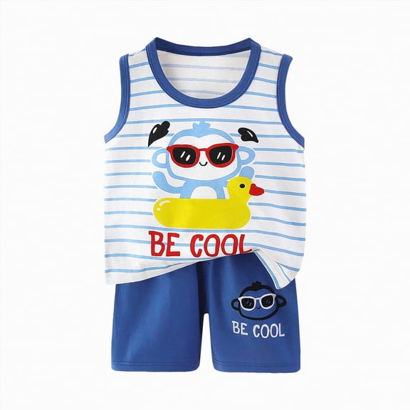 TOWED22 Baby Boy Shorts Set Summer Clothes Short Sleeve Striped Pocket Tshirt and Shorts Casual Toddler Boy Outfits(Blue,5-6 Years)