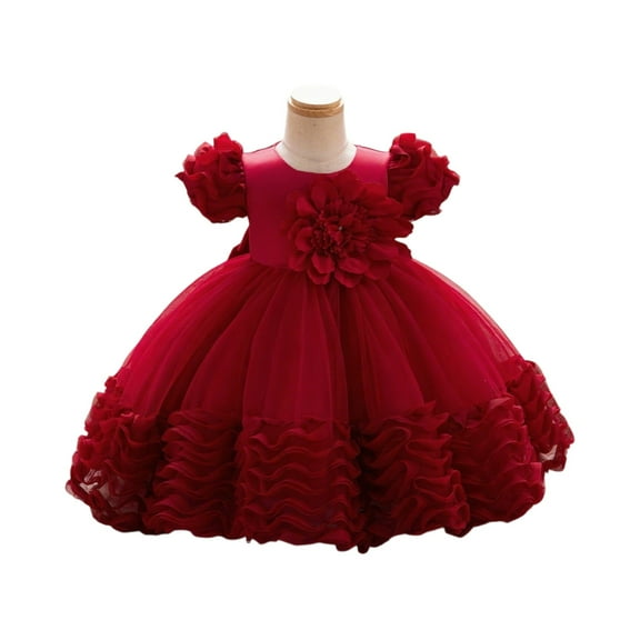 Little/Big Girls Tulle Bridesmaid Dress Flower Kid Wedding Ball Gown Toddler Party Pageant Evening Dresses