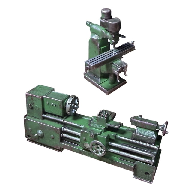 Taladro de banco de torno modelo 1:64 herramienta de reparación modelo escultura en miniatura realista para conjunto usado
