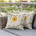 thumbnail image 4 of Bees Honeycomb Pillow Covers 2 Pack Branch Spring Flower Plant Vintage Letter Pillowcase Waterproof Outdoor Throw Pillow Cover for Patio Garden Square Cushion 16”x16”, 4 of 9