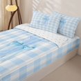 thumbnail image 3 of Manfei Grid Themed Alphabet J Pattern Zipper Queen Comforter Set with Fitted Sheet and 2 Pillowcases,Blue Girly Bow Knot Zipper Bedding Set,Reversible,4-Piece, 3 of 7